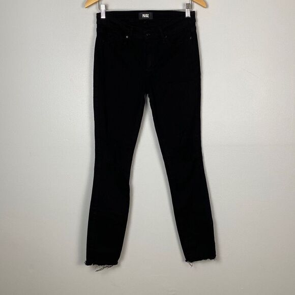 Paige Verdugo Ankle  Skinny Jean Midnight Storm Destroyed Denim Hem - Picture 1 of 11